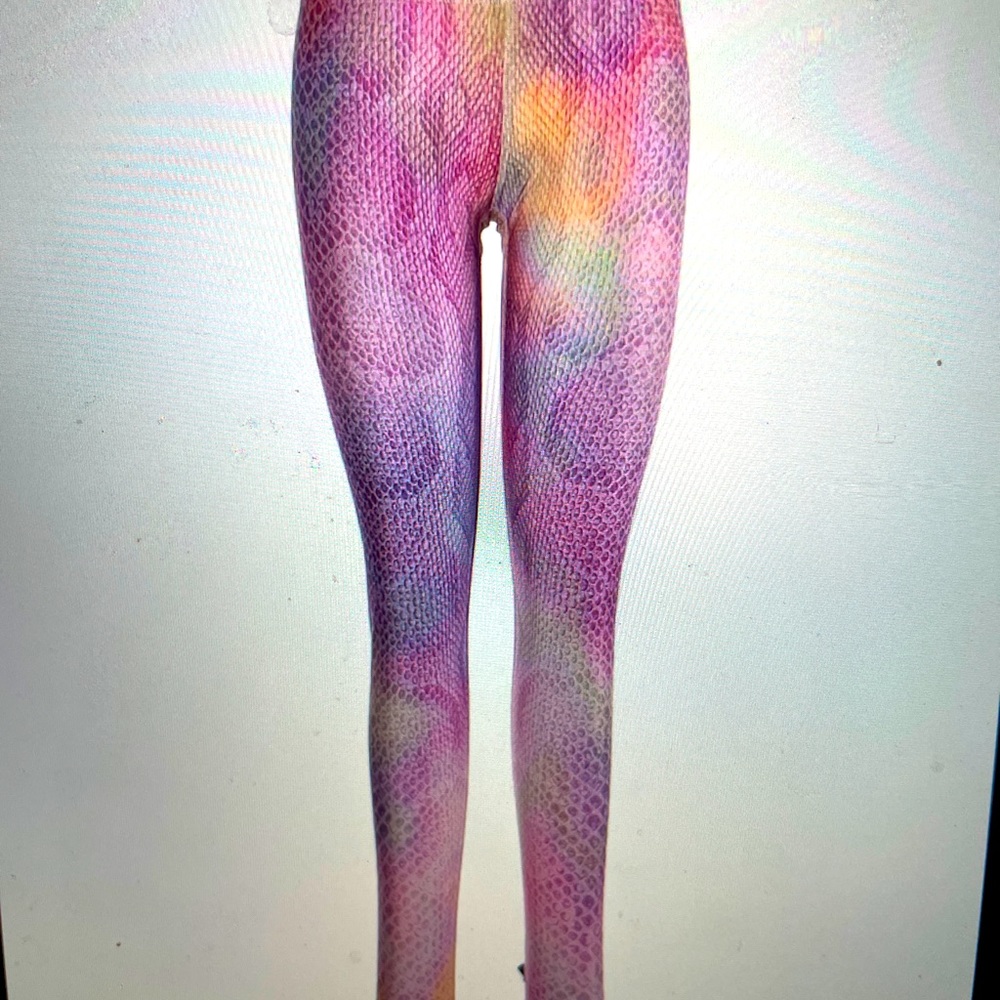 Terez Leggings full snake reptile silky purple pink white small